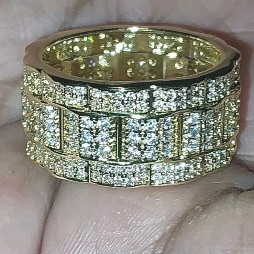Exquisite Luxurious Micro Pave Cubic Zirconia Hip Hop Blinged Out Ring For Men
